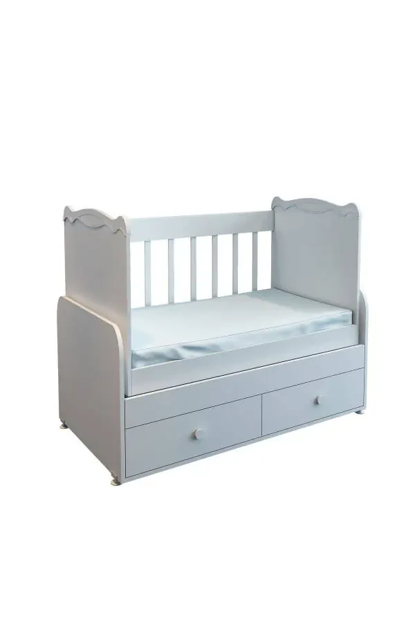 摇れる2引き出し付きベビーベッド60x120 白This translates to:Rocking 2-Drawer Crib 60x120 WHITE - 2