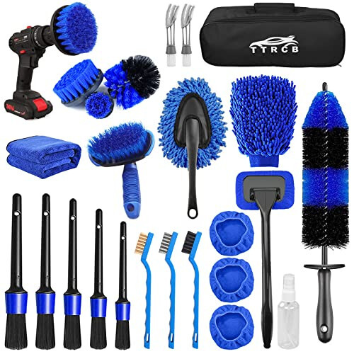 26Pcs Car Detailing Brush Set, Car Detailing Kit, Car Detailing Brushes, Car Cleaning Kit, Car Windshield Cleaning Tool, Professional Car Care kit - Car Wash Brush kit for Interior Exterior Wheels - 1