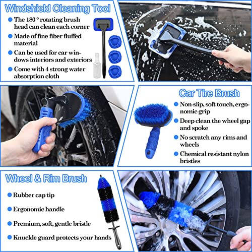 26Pcs Car Detailing Brush Set, Car Detailing Kit, Car Detailing Brushes, Car Cleaning Kit, Car Windshield Cleaning Tool, Professional Car Care kit - Car Wash Brush kit for Interior Exterior Wheels - 3