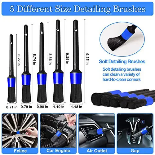 27Pcs Car Detailing Kit, Car Detailing Brush Set, Auto Detailing Drill Brush Set, Car Detailing Brushes, Car Wash Kit, Car Accessories, Car Cleaning Tools Kit for Interior, Exterior, Wheels - 3