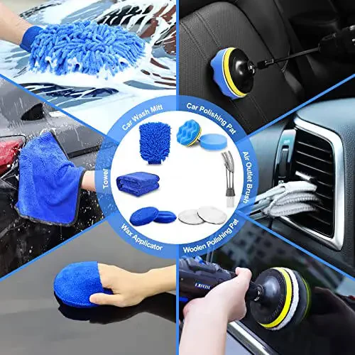 27Pcs Car Detailing Kit, Car Detailing Brush Set, Auto Detailing Drill Brush Set, Car Detailing Brushes, Car Wash Kit, Car Accessories, Car Cleaning Tools Kit for Interior, Exterior, Wheels - 6