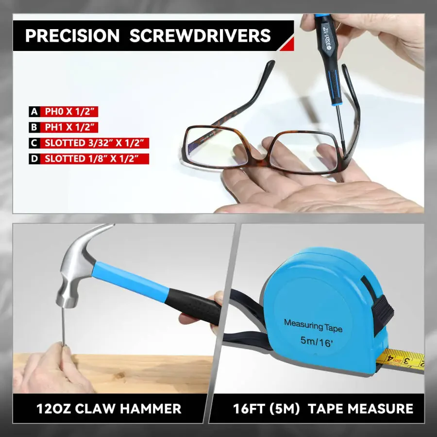 27 шт. 12V 1300mAh литиевая аккумуляторная дрель и набор комбинированных инструментов для ремонта дома синего цвета - 5