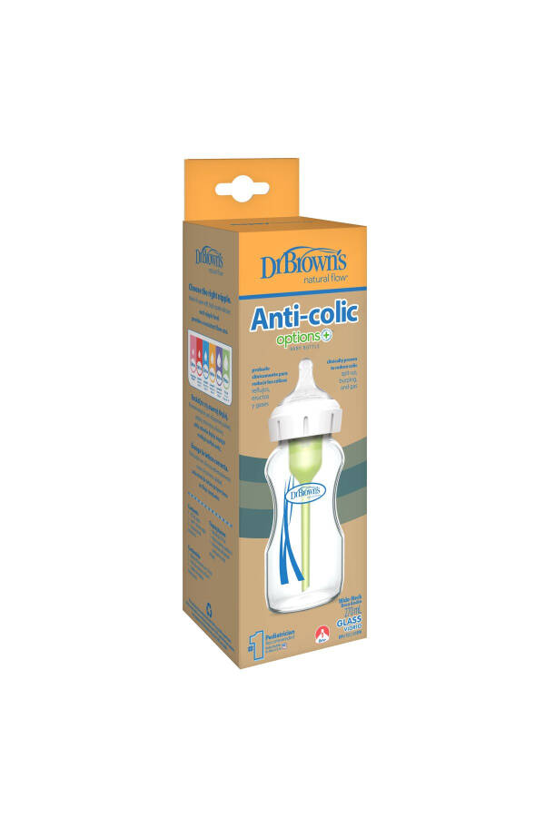 270 ml Wide Neck Anti-colic Options+ Glass Baby Bottle, Single Pack - 1