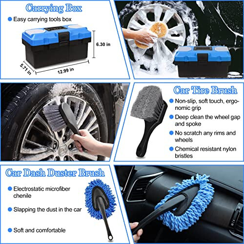 27Pcs Car Detailing Kit, Car Detailing Brush Set, Auto Detailing Drill Brush Set, Car Detailing Brushes, Car Wash Kit, Car Accessories, Car Cleaning Tools Kit for Interior, Exterior, Wheels - 8
