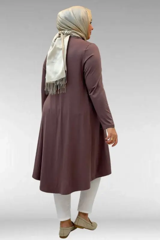 28016 Büyük Beden Mevlana Penye Tunik - Vizon - 3