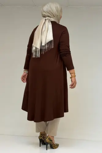 28016 Plus Size Mevlana Cotton Tunic - Brown - 3