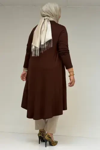 28016 Plus Size Mevlana Knitted Tunic - Brown - 3