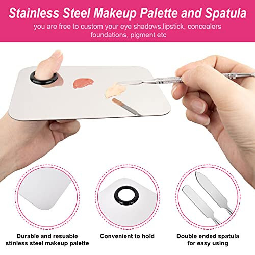 281Pieces Disposable Makeup Tools Kit Includes Stainless Steel Makeup Mixing Palette with Spatula Plastic Organizer Box Hair Clips Eyeliner Brushes Mascara Wands and Lipstick Applicators Lip Wands - 7