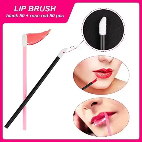 281Pieces Disposable Makeup Tools Kit Includes Stainless Steel Makeup Mixing Palette with Spatula Plastic Organizer Box Hair Clips Eyeliner Brushes Mascara Wands and Lipstick Applicators Lip Wands - 4