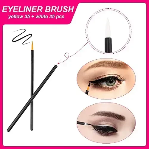 281Pieces Disposable Makeup Tools Kit Includes Stainless Steel Makeup Mixing Palette with Spatula Plastic Organizer Box Hair Clips Eyeliner Brushes Mascara Wands and Lipstick Applicators Lip Wands - 5