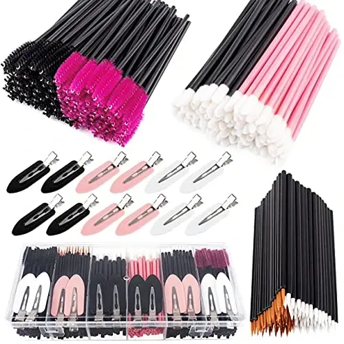 283 Pieces Makeup tools Kit Includes Plastic storage Organizer Box Hair Clips Eyeliner Brushes Mascara Wands and Lipstick Applicators For Lip (283A) - 1