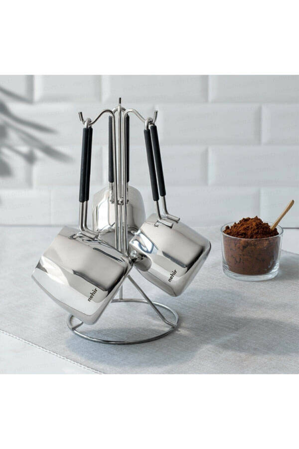 29015 Modern Hanging Stand 4 Piece Steel Coffee Pot Set - 1