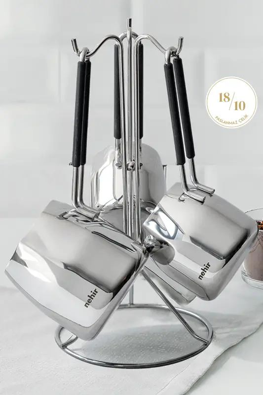 29015 Modern Hanging Stand 4 Piece Steel Coffee Pot Set - NEHIR