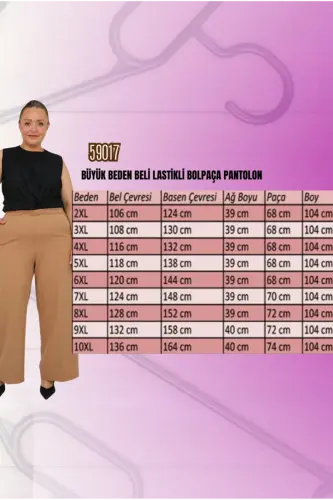 29019 Büyük Beden Beli Lastikli Bolpaça Pantolon - Lacivert - 2