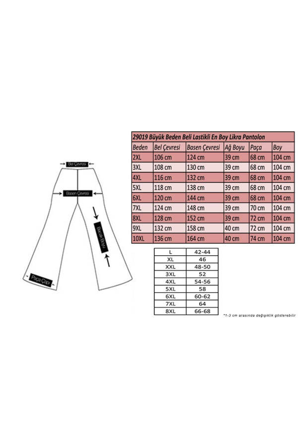 29019 Büyük Beden Beli Lastikli En Boy Likra Pantolon - Bej - 2