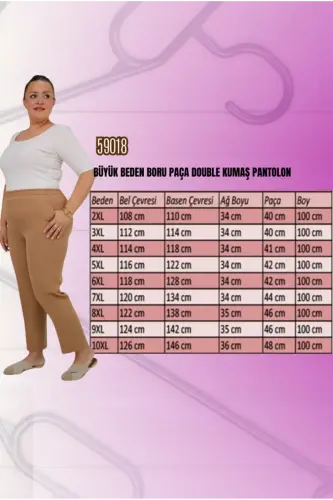 29020 Büyük Beden Beli Lastikli Boru Paça Pantolon - Antrasit - BÜYÜKBEDENIZ (1)