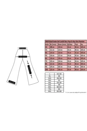 29020 Büyük Beden Beli Lastikli Boru Paça Pantolon - Taba - BÜYÜKBEDENIZ (1)