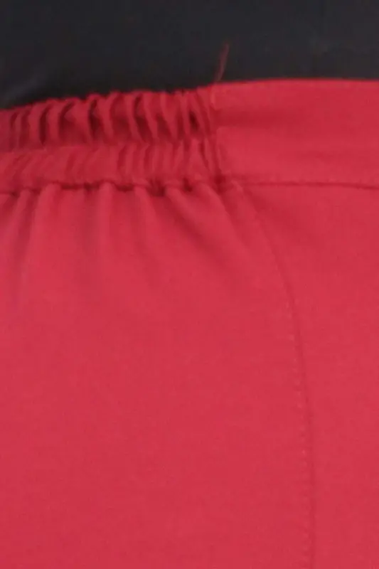 29021 Büyük Beden Beli Düğmeli Double Pantolon - Bordo - 3