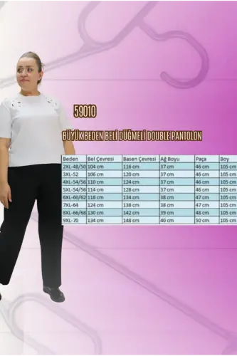 29021 Büyük Beden Beli Düğmeli Double Pantolon - Taba - BÜYÜKBEDENIZ (1)