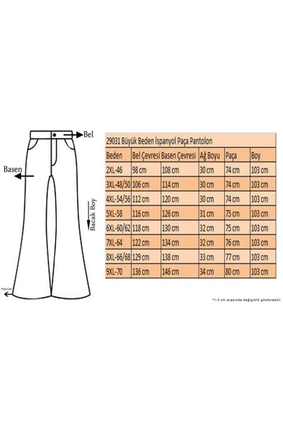 29031 Büyük Beden İspanyol Paça Pantolon - Kahverengi - 2