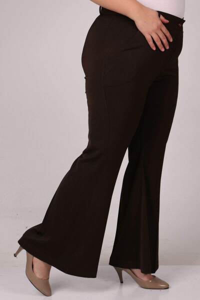 29031 Plus Size Wide Leg Pants - Brown - 1