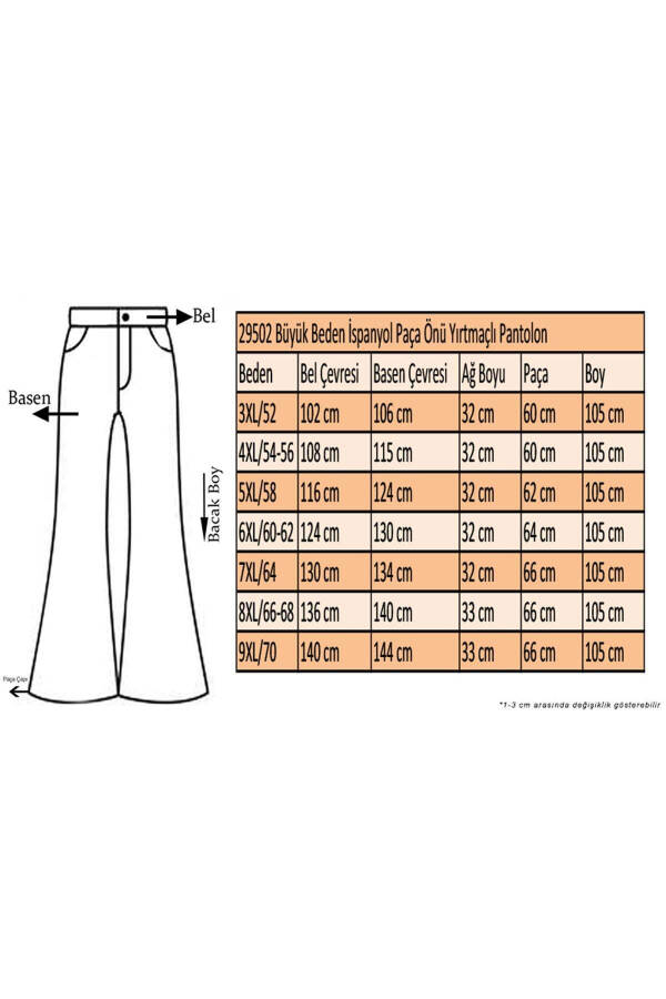 29502 Büyük Beden İspanyol Paça Önü Yırtmaçlı Pantolon - Bordo - 2