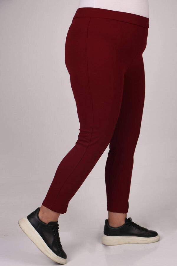 29503 Plus Size Front Split Scuba Leggings - Burgundy - 3