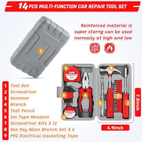 298PCS Roadside Emergency Car Kit- Car Emergency Kit with Jumper Cables, Roadside Emergency Kit for Vehicles, Emergency Car Kit, Car Safety Kits, Gloves, Tow Strap, Tool Kit, Reflective Warning Triangle - 298PCS (1)