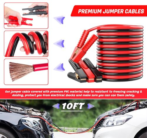 298PCS Roadside Emergency Car Kit- Car Emergency Kit with Jumper Cables, Roadside Emergency Kit for Vehicles, Emergency Car Kit, Car Safety Kits, Gloves, Tow Strap, Tool Kit, Reflective Warning Triangle - 3