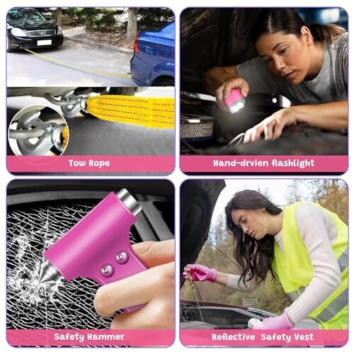 298PCS Roadside Emergency Car Kit- Car Emergency Kit with Jumper Cables, Roadside Emergency Kit for Vehicles, Emergency Car Kit, Car Safety Kits, Gloves, Tow Strap, Tool Kit, Reflective Warning Triangle - 6