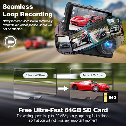 2K Çift Dash Kamera Araba İçin, Ücretsiz 64G SD Kart, FHD 2K+1080P Dash Cam Ön ve Arka, 3.2'' IPS Ekran, 176° Geniş Açı Dashcam, 24 Saat Park Gözetimi, G-Sensör, Döngü Kaydı, Gece Görüşü, WDR - 11