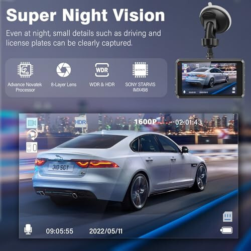 2K Dual Dash Camera for Cars, Free 64G SD Card, FHD 2K+1080P Dash Cam Front and Rear, 3.2'' IPS Screen, 176° Wide Angle Dashcam, 24H Parking Monitor, G-Sensor, Loop Recording, Night Vision, WDR - 10