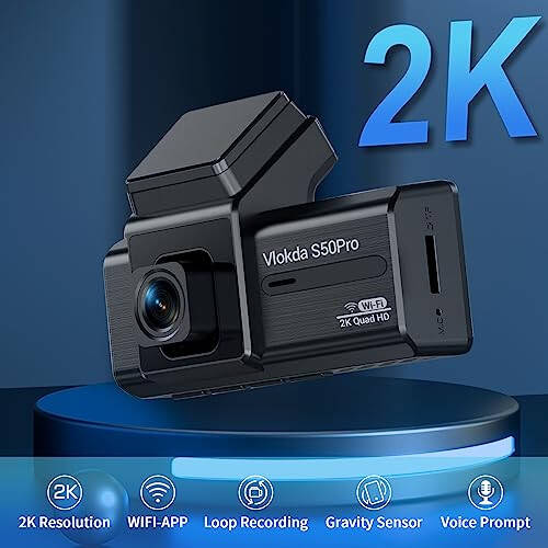 2K Oldingi Wi-Fi Dash Kamera Avtomobillar Uchun QHD 1440P Avtomobil Kamerasi Dashcam Avtomobillar Uchun Super Kechasi Ko'rish 170° Keng Burchak WDR Tsiklik Yozuv - 6