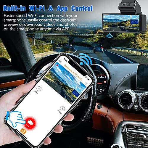 2K Ön Wi-Fi Dash Kamera Arabalar İçin QHD 1440P Araba Kamerası Dashcam Arabalar İçin Süper Gece Görüşü 170°Geniş Açı WDR Döngü Kaydı - 4