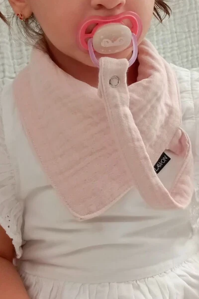 2'li 100% Paxta 8 Qavatli Muslin So'rg'ich Osiladigan Qiz Bola O'g'il Bola Chaqaloq So'lak Va Ovqat Oldligi *Pushti*Oq - 3