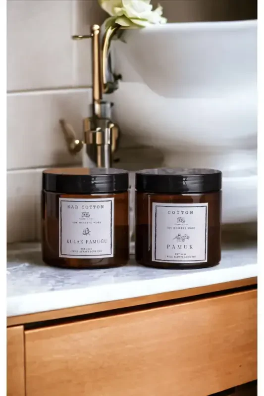 2'li Amber Kulak Pamuğu Ve Pamuk Kutusu Akrilik - 1