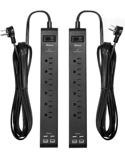2 Pack Surge Protector Power Strip with 6 Outlets 4 USB Ports (2 USB C) 20-Foot Extension Cord Flat Plug 900 Joules 15A Circuit Breaker Wall Mount Desk USB Charging Station for Home Office - 1