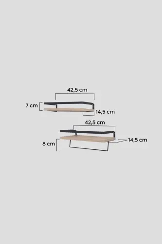 2'li Banyo Rafı Havluluk Dekoratif Banyo Düzenleyici Çok Amaçlı Sabunluk Raf - Siyah-Ahşap - 7