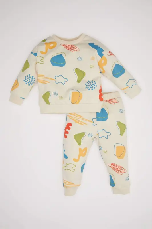 Erkek Bebek 2li Takım Desenli Sweatshirt Alt D5822A5NS - Ekru-ER42 - 1