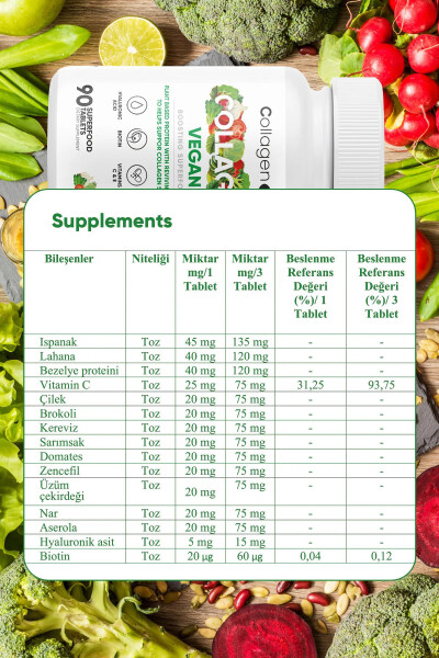 2'Lİ Biotin, Hyaluronıc Asit, Amino Asit ve Bitki Bazlı Protein Tozu ile Vegan Kolajen Desteği 180 - 2