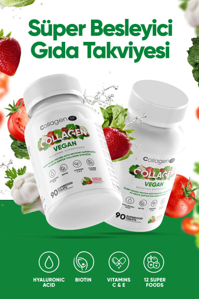 2'Lİ Biotin, Hyaluronıc Asit, Amino Asit ve Bitki Bazlı Protein Tozu ile Vegan Kolajen Desteği 180 - 3