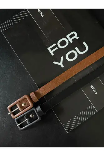 2’li Dikdörtgen Kaplama Tokalı Ince Kadın Pantolon Kemeri, Ceket Kemeri, Gömlek Kemeri-Siyah - 4