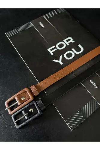 2’li Dikdörtgen Kaplama Tokalı Ince Kadın Pantolon Kemeri, Ceket Kemeri, Gömlek Kemeri-Siyah - 3