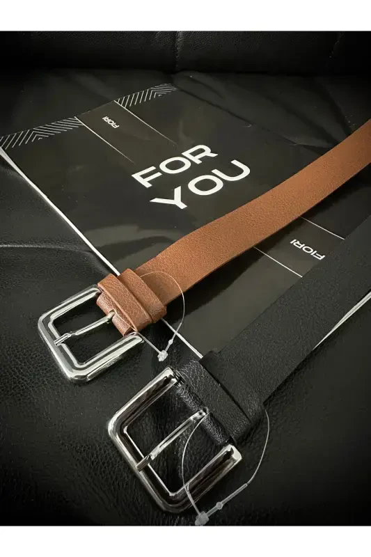 2'li Fırsat Ürünü Köşeli Klasik Basic Kadın Pantolon Kemeri, Ceket Kemeri, Elbise Kemeri-Siyah&Taba - FIORI