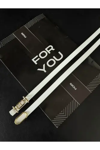 2'li Gold Tokalı İnce Kemer, Pantolon Kemeri, Gömlek Kemeri, Ceket Kemeri-Beyaz2li - FIORI (1)