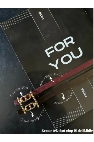 2'li Gold Tokalı İnce Kemer, Pantolon Kemeri, Gömlek Kemeri, Ceket Kemeri-Kahve 