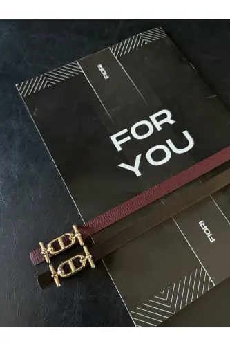 2'li Gold Tokalı İnce Kemer, Pantolon Kemeri, Gömlek Kemeri, Ceket Kemeri-Kahve - 3