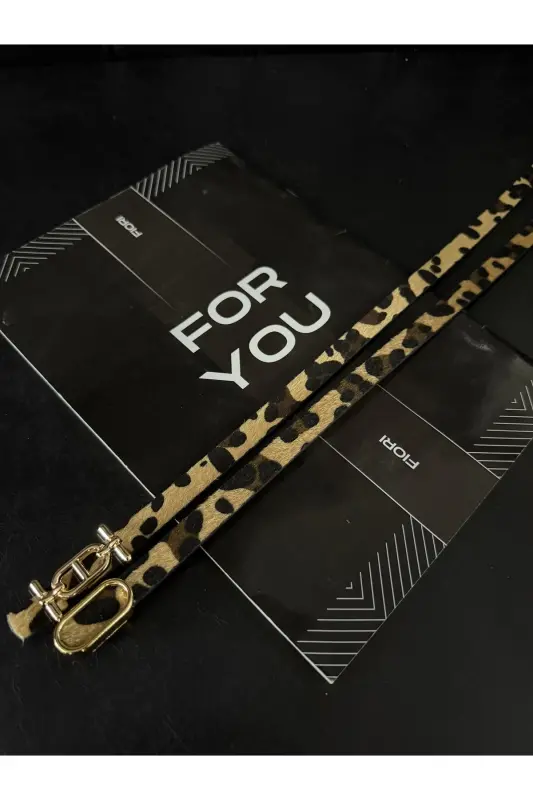 2'li Gold Tokalı İnce Kemer, Pantolon Kemeri, Gömlek Kemeri, Ceket Kemeri-Leopae2li - FIORI