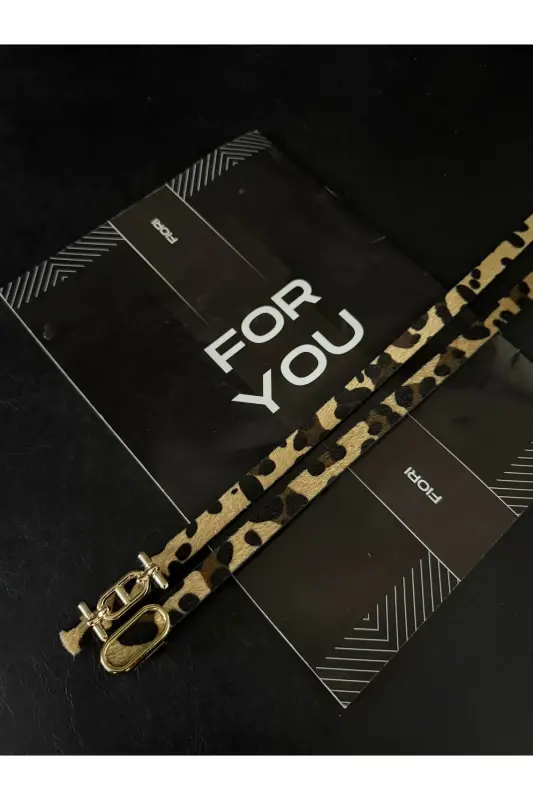 2'li Gold Tokalı İnce Kemer, Pantolon Kemeri, Gömlek Kemeri, Ceket Kemeri-Leopae2li - 2