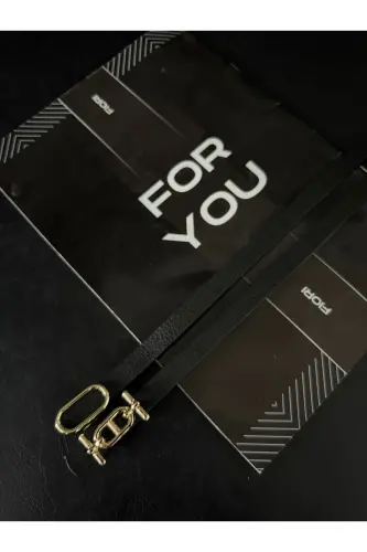2'li Gold Tokalı İnce Kemer, Pantolon Kemeri, Gömlek Kemeri, Ceket Kemeri-Siyah2li - FIORI (1)